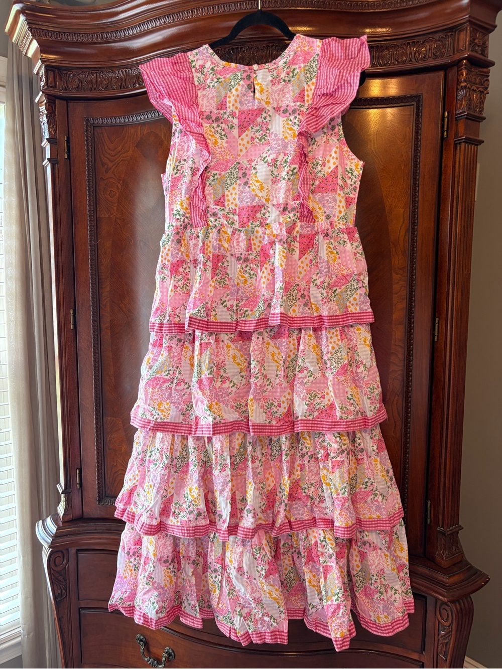 Simply Southern Pink Floral Tiered Ruffle Dress - Picture 8 of 10